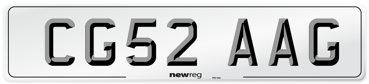 CG52 AAG Number Plate from New Reg